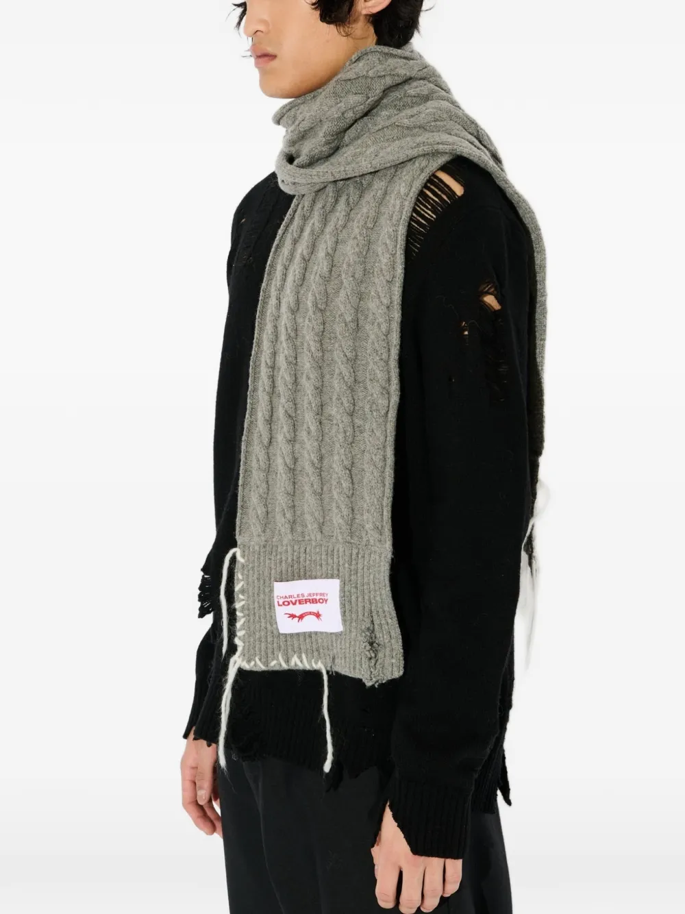 Charles Jeffrey Loverboy Kabelgebreide sjaal Grijs