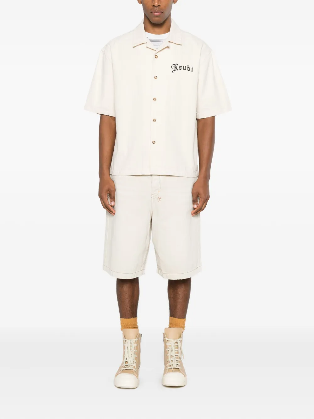 Ksubi Logo-embroidered Shirt In Neutral
