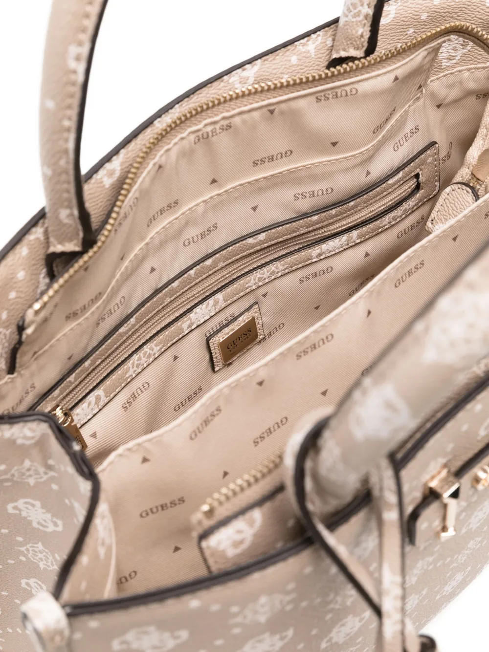 Guess Usa Monogram-pattern Tote Bag In Neutral