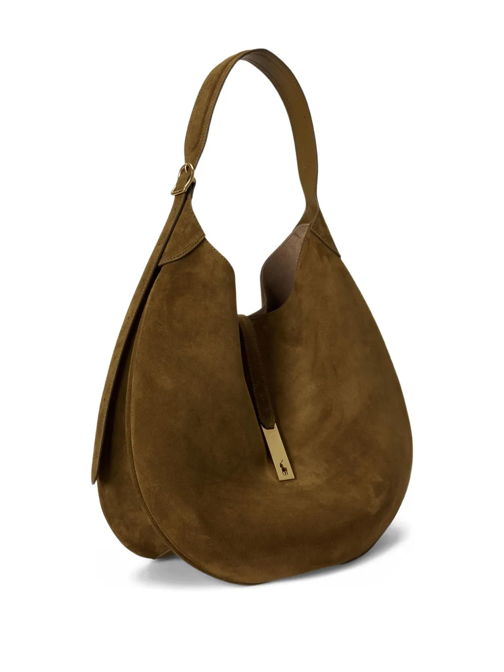 Polo Ralph Lauren Large Logo-plaque Shoulder Bag In Brown