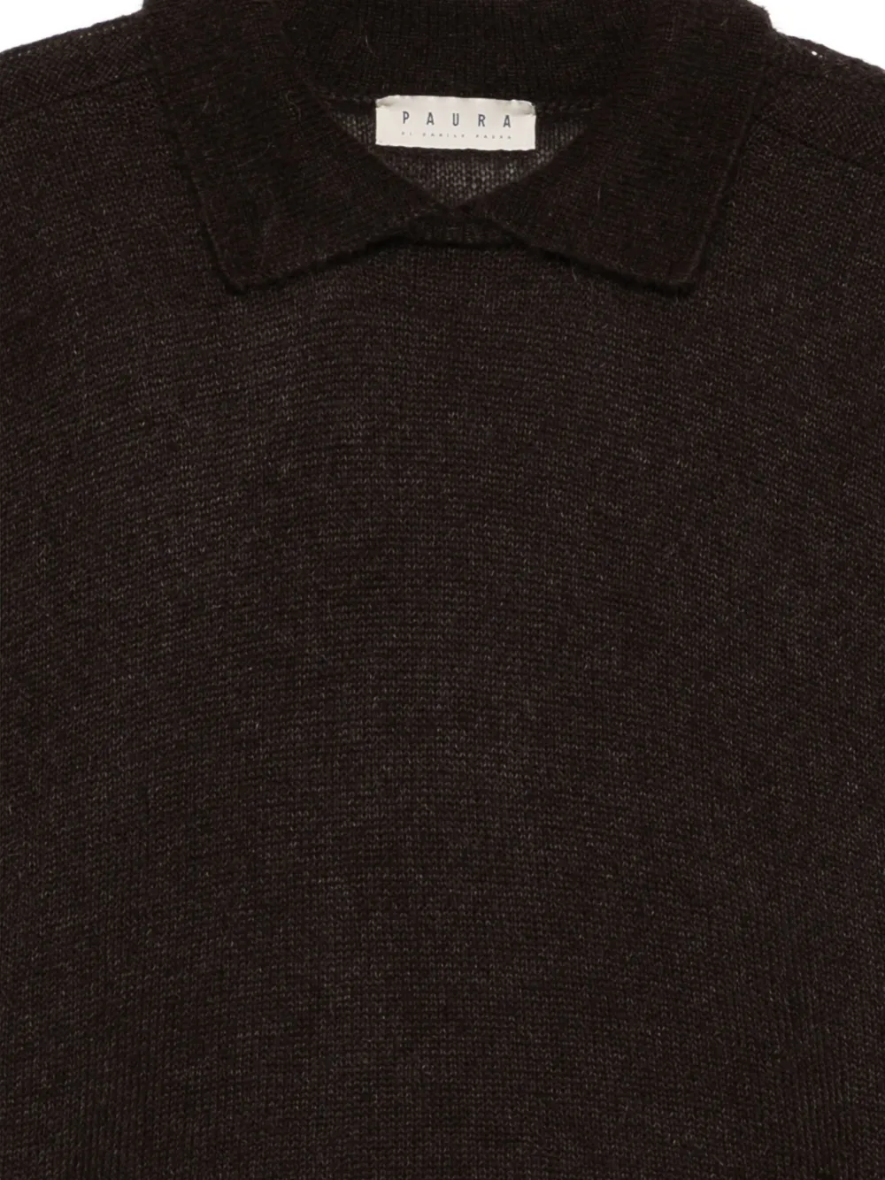 Paura Atena Collared Long-sleeve Sweater In Brown