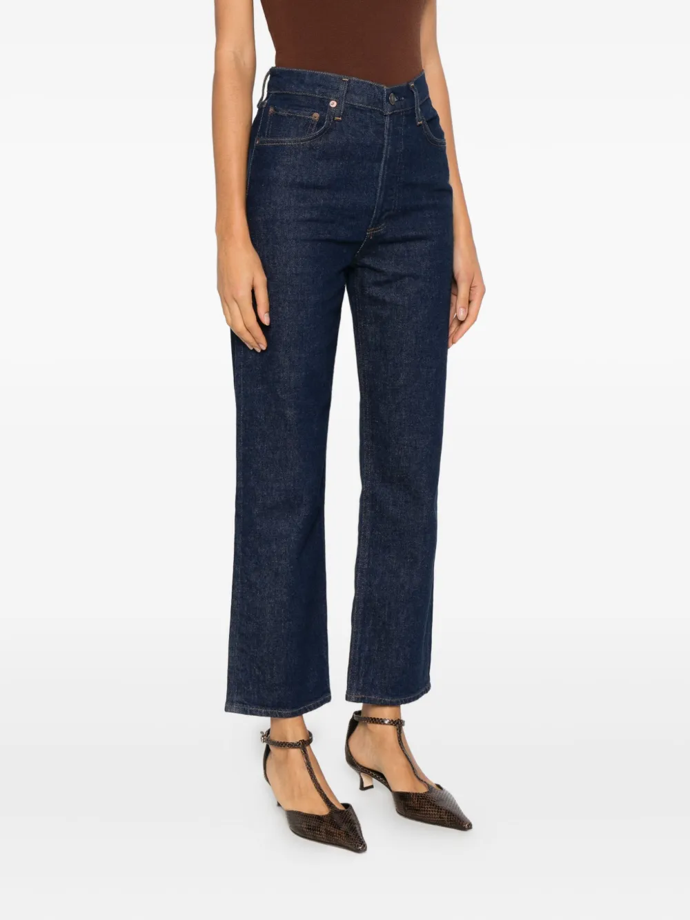 AGOLDE High-waist straight jeans Blauw