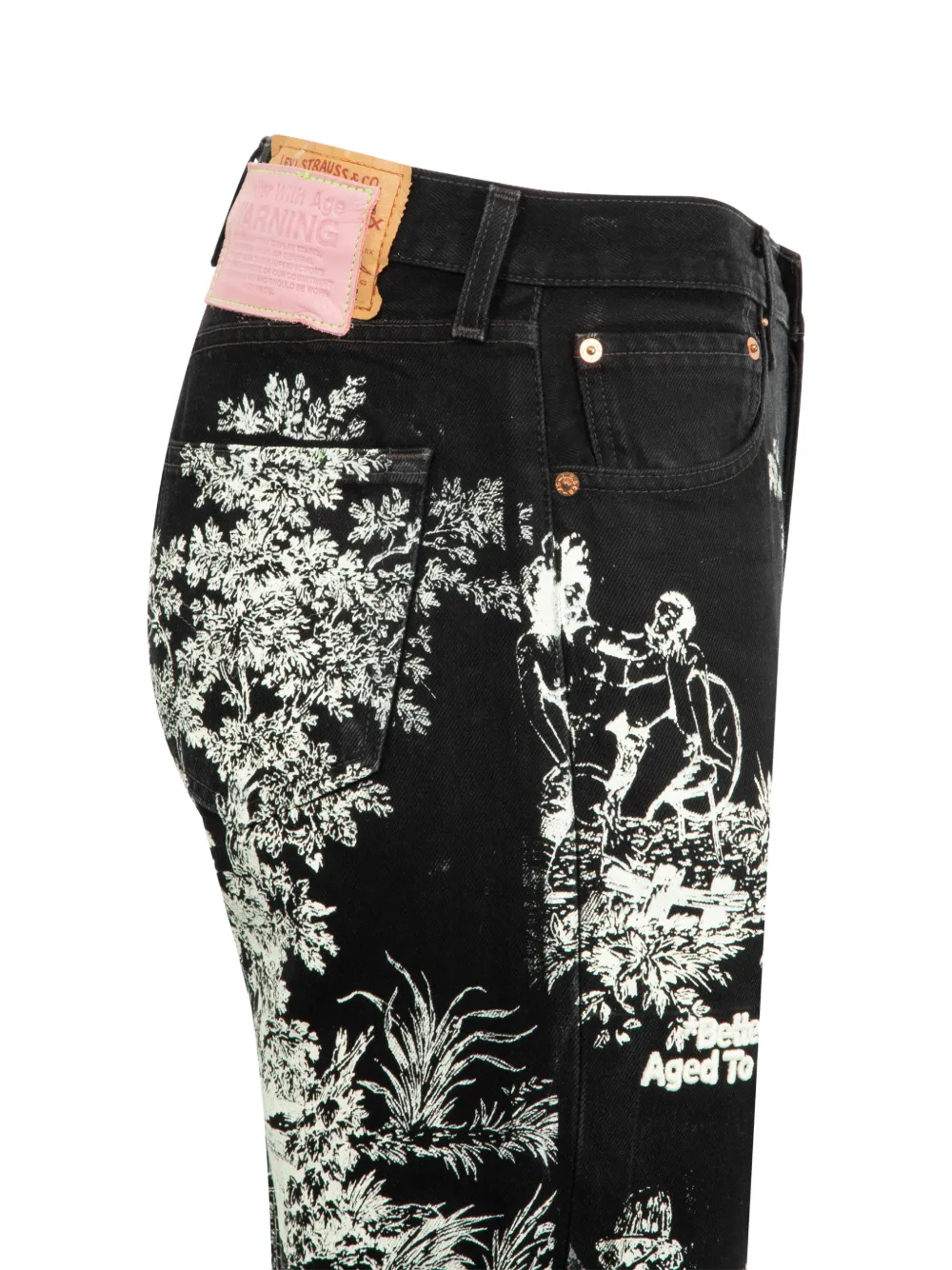 Better With Age X Levi's 501 Printed Denim Trousers In Black