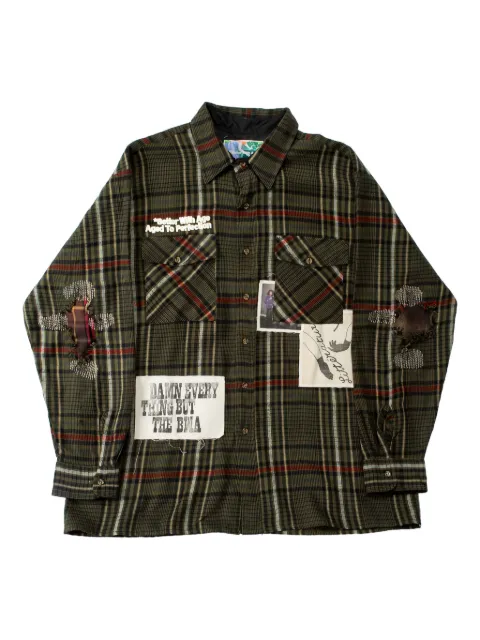 Better with Age  plaid-pattern patched shirt
