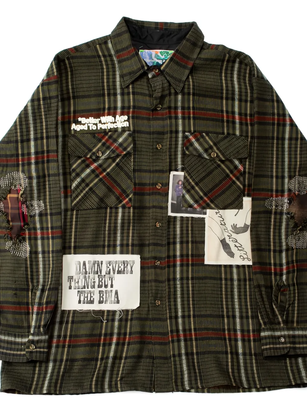 Better With Age Plaid-pattern Patched Shirt In Green