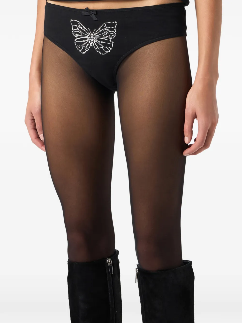 Blumarine Beaded-embroidery Briefs In Black