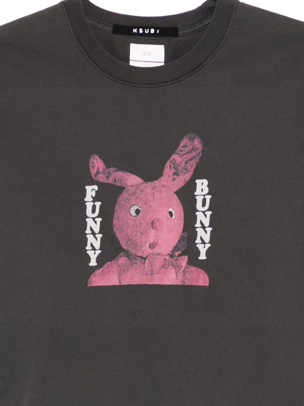 Ksubi Funny Bunny Graphic-print Cut-out T-shirt In Gray