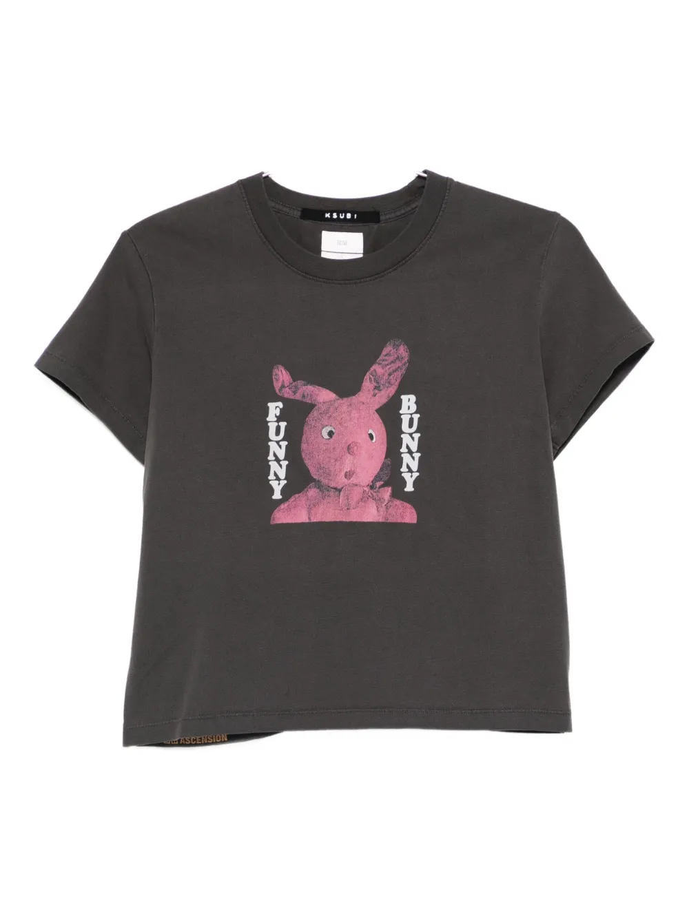 Ksubi Funny Bunny Graphic-print Cut-out T-shirt In Gray