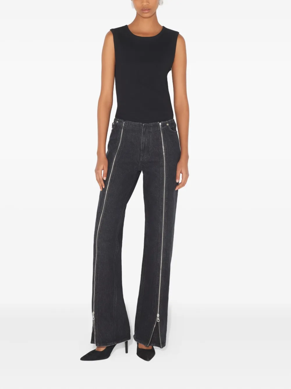 Jean Paul Gaultier Zipped Cotton Jeans In Black