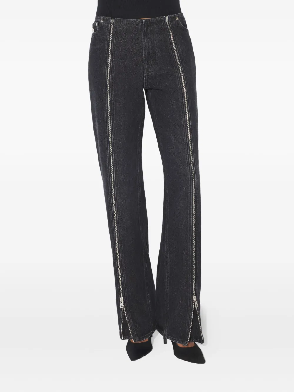 Jean Paul Gaultier Zipped Cotton Jeans In Black