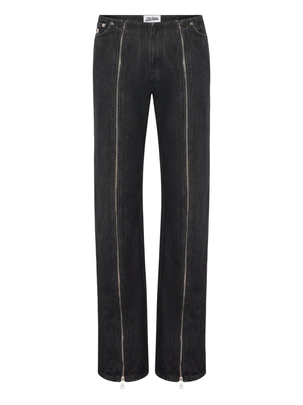 Jean Paul Gaultier Zipped Cotton Jeans In Black