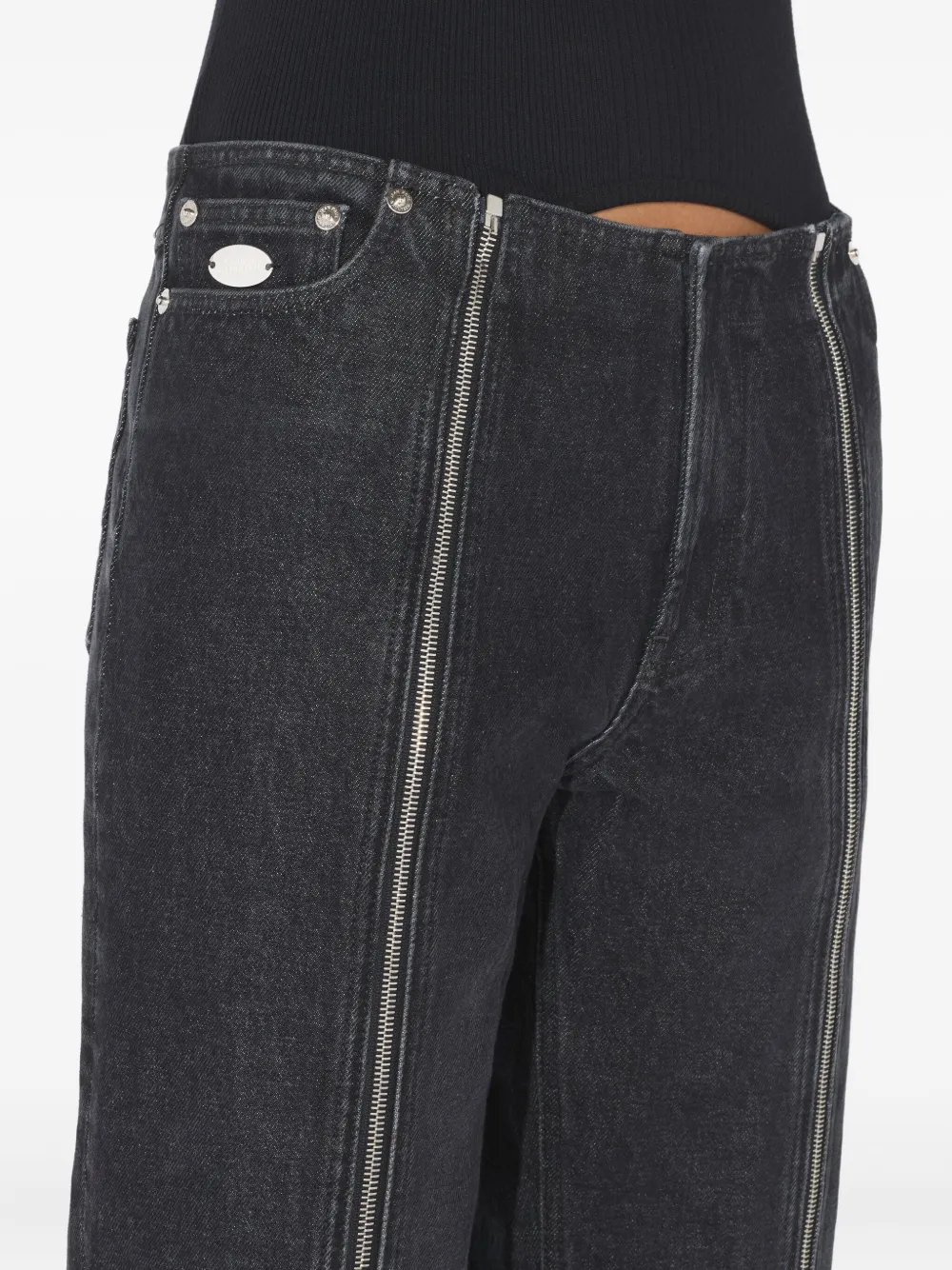 Jean Paul Gaultier Zipped Cotton Jeans In Black