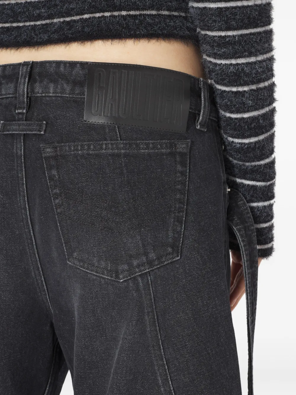 Jean Paul Gaultier Strap Detail Trousers In Black