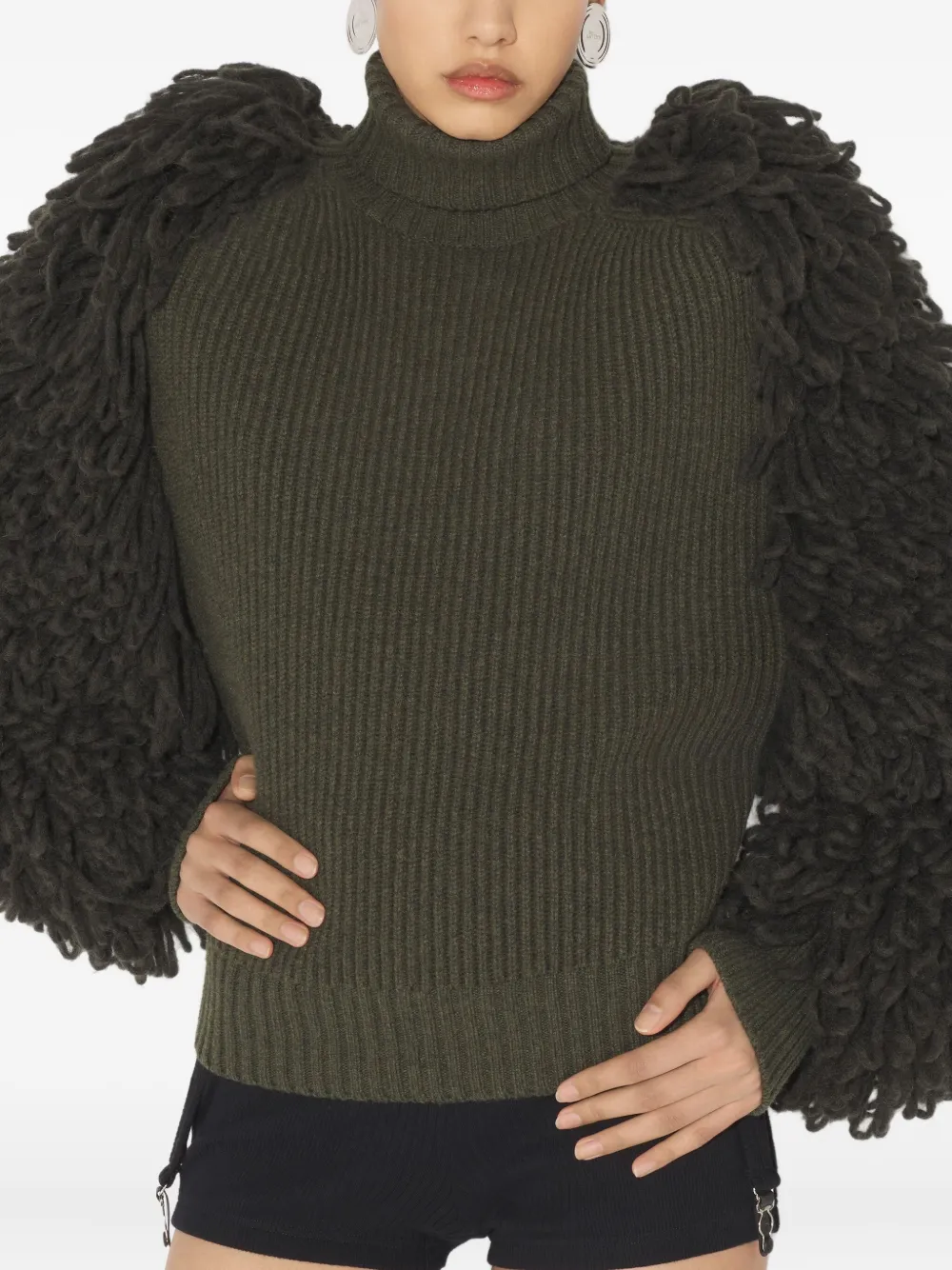Jean Paul Gaultier The Bouclette High-neck Wool Sweater In Green