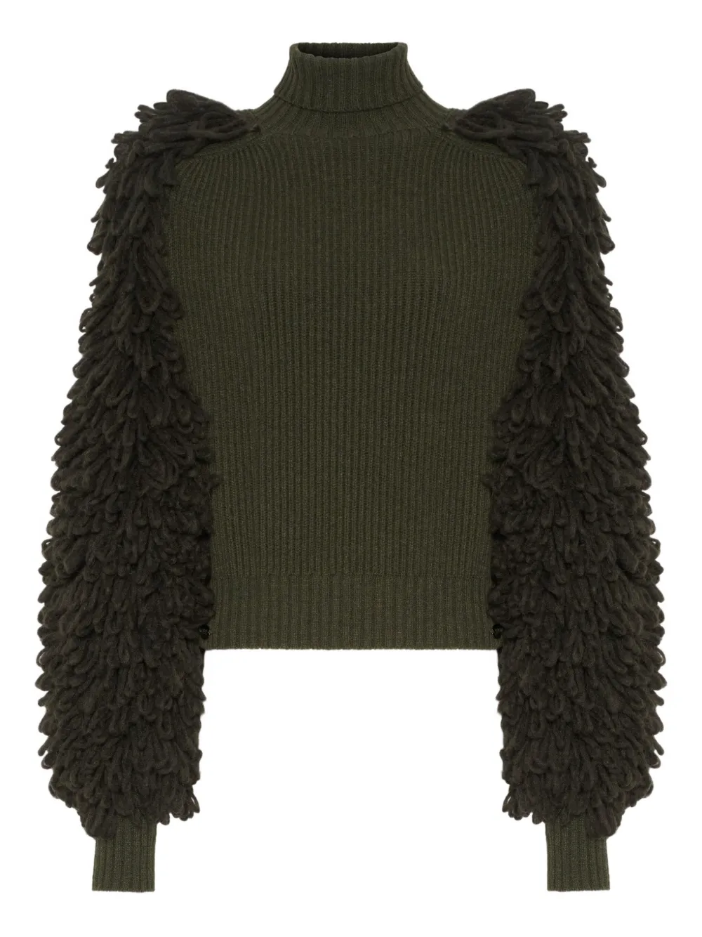 Jean Paul Gaultier The Bouclette High-neck Wool Sweater In Green