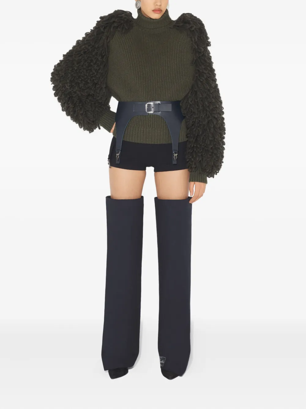 Jean Paul Gaultier The Bouclette High-neck Wool Sweater In Green
