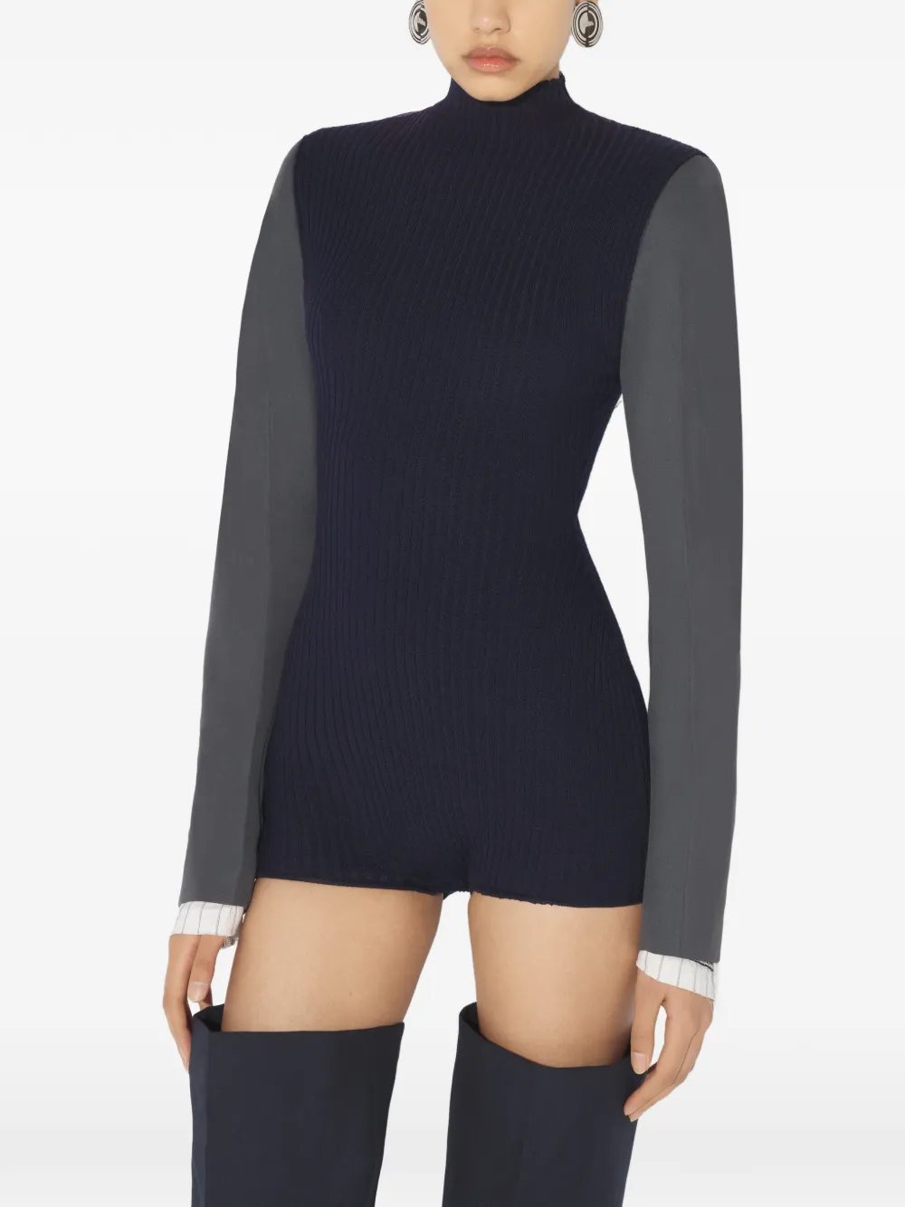 Jean Paul Gaultier ribbed long-sleeve bodysuit – Blue