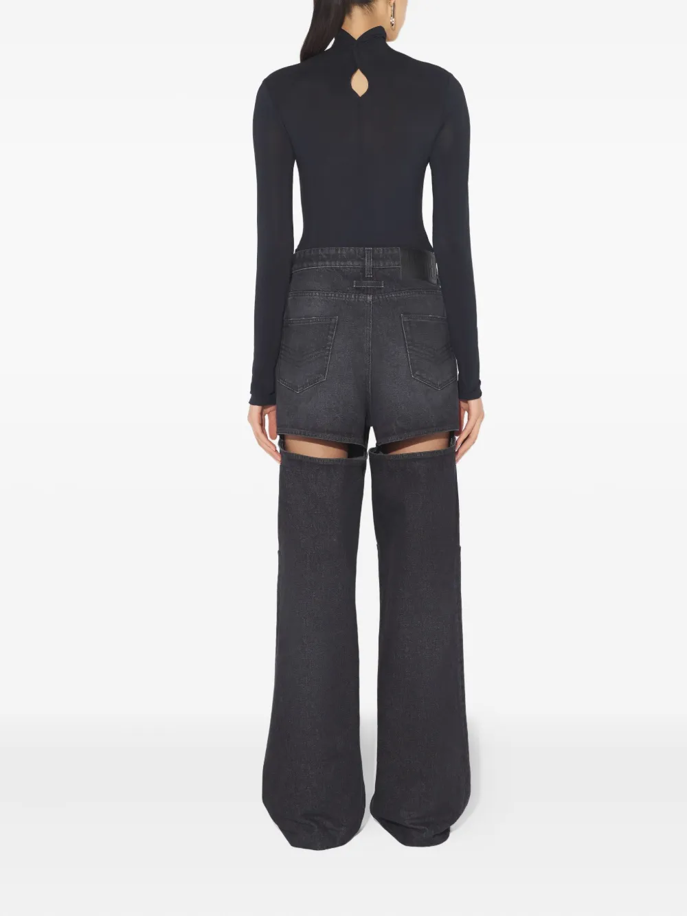 Jean Paul Gaultier Cut-out-detail Cotton Jeans In Black