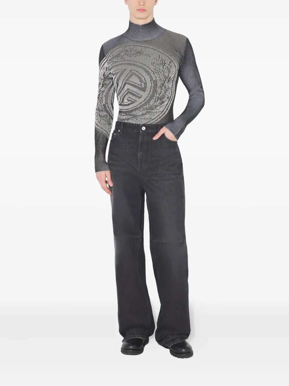 Jean Paul Gaultier Katoenen jeans met uitgesneden detail - Zwart