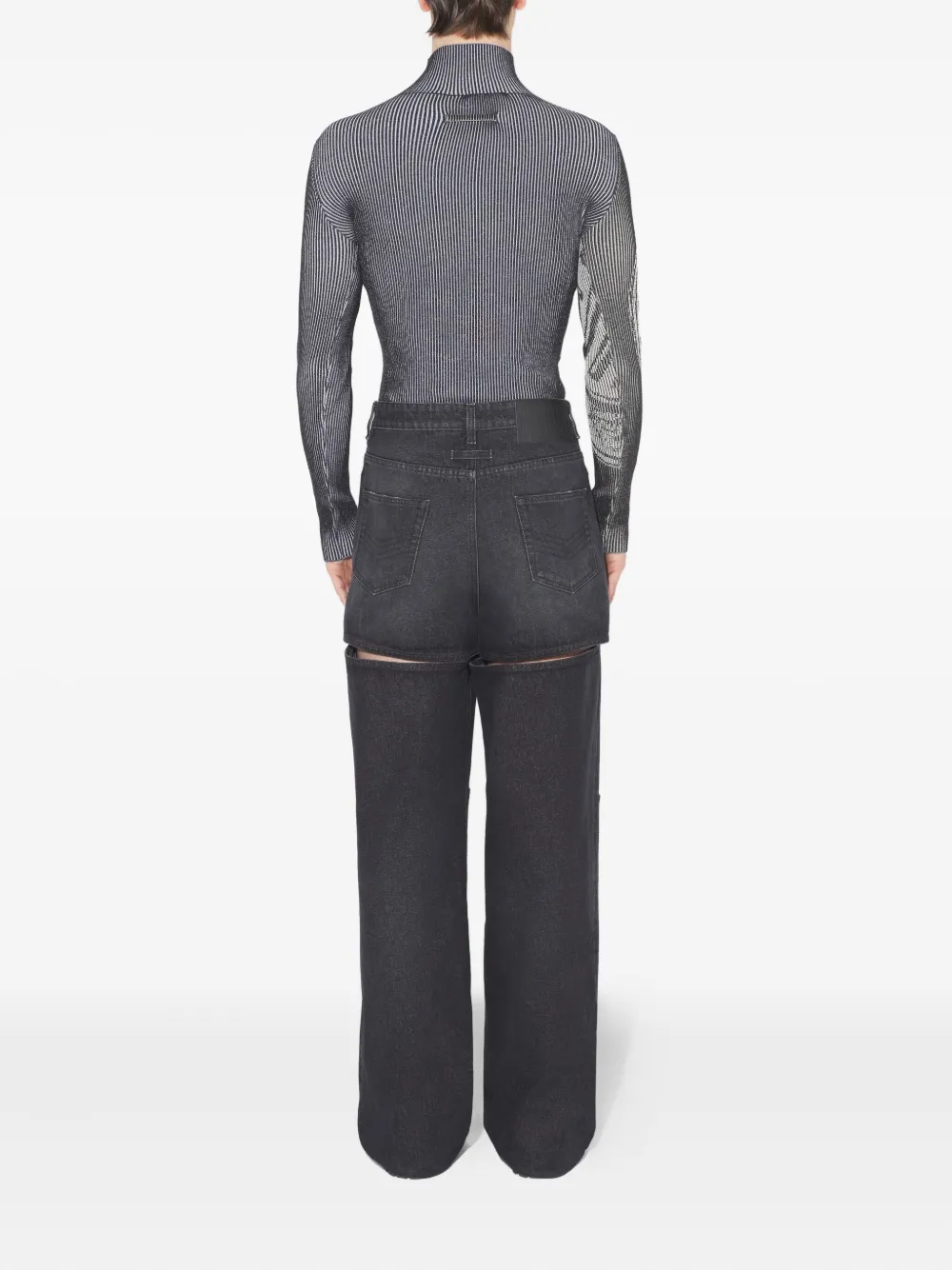 Jean Paul Gaultier Cut-out-detail Cotton Jeans In Black