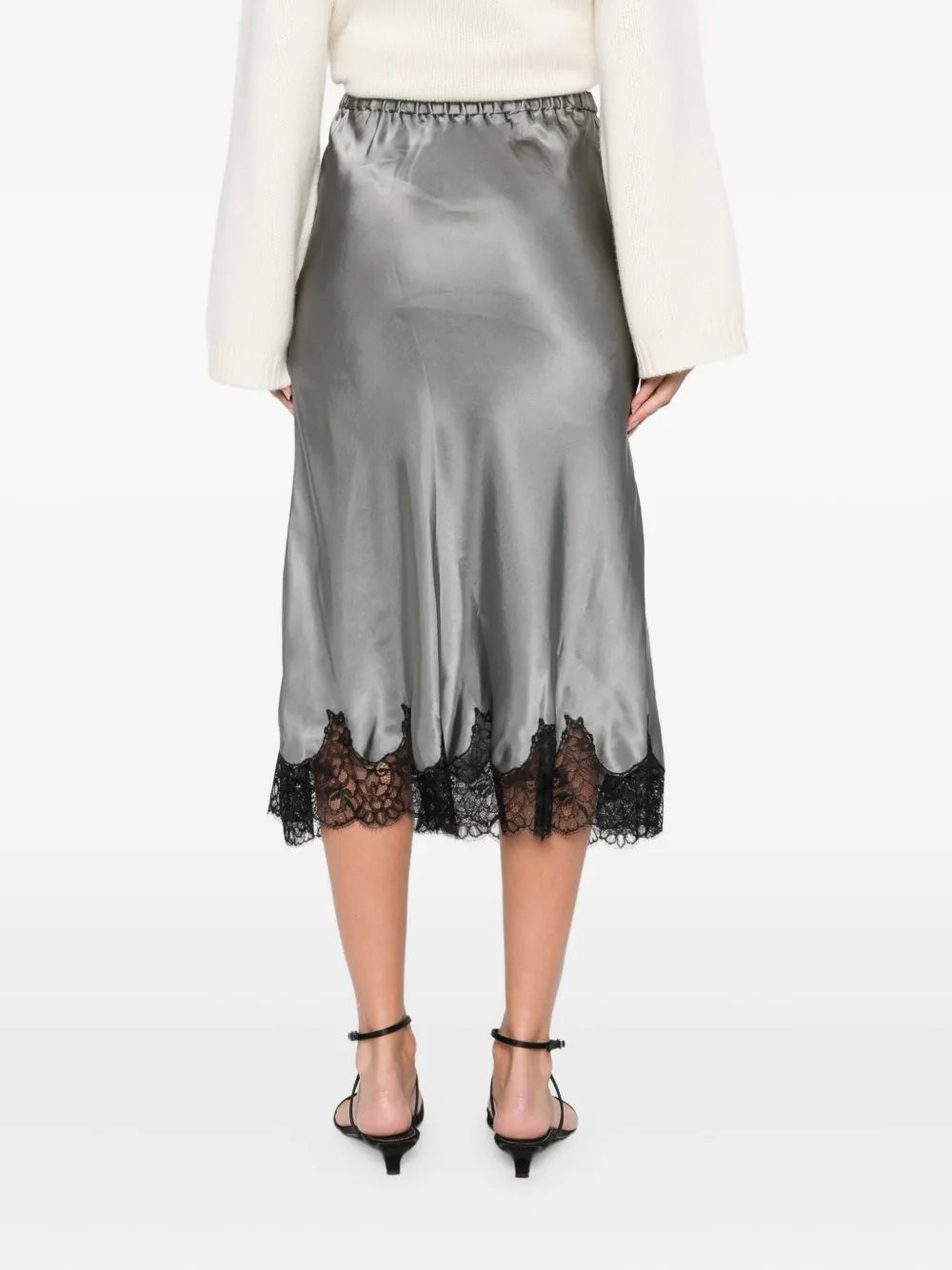 Rochas lace-trim midi skirt - Zilver