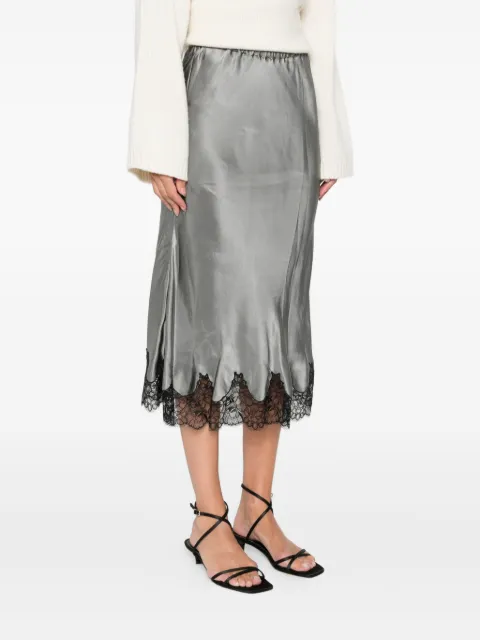 Rochas lace-trim midi skirt