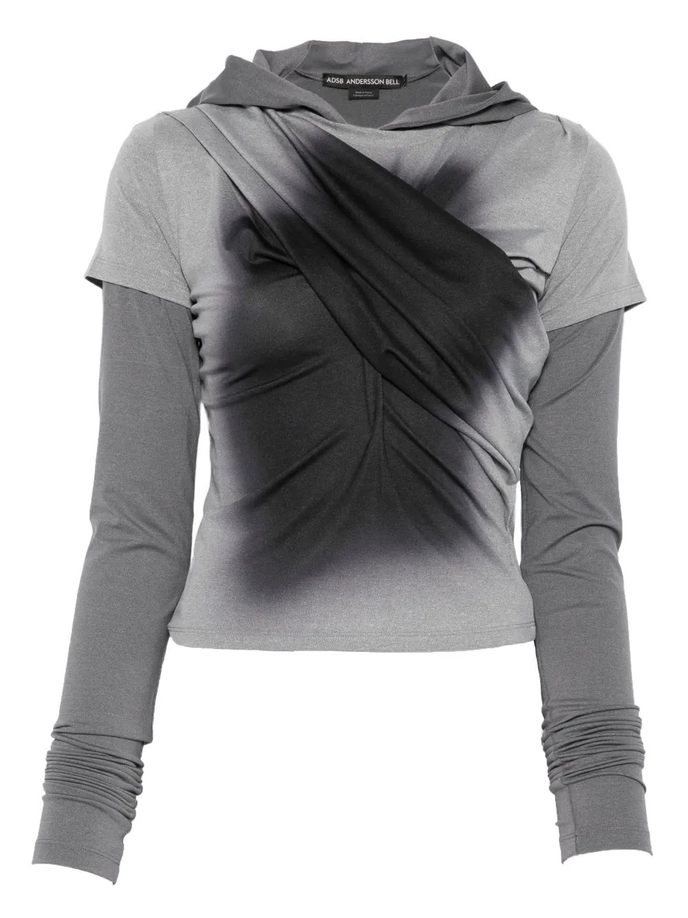 Andersson Bell Gathered Jersey Hoodie In Gray