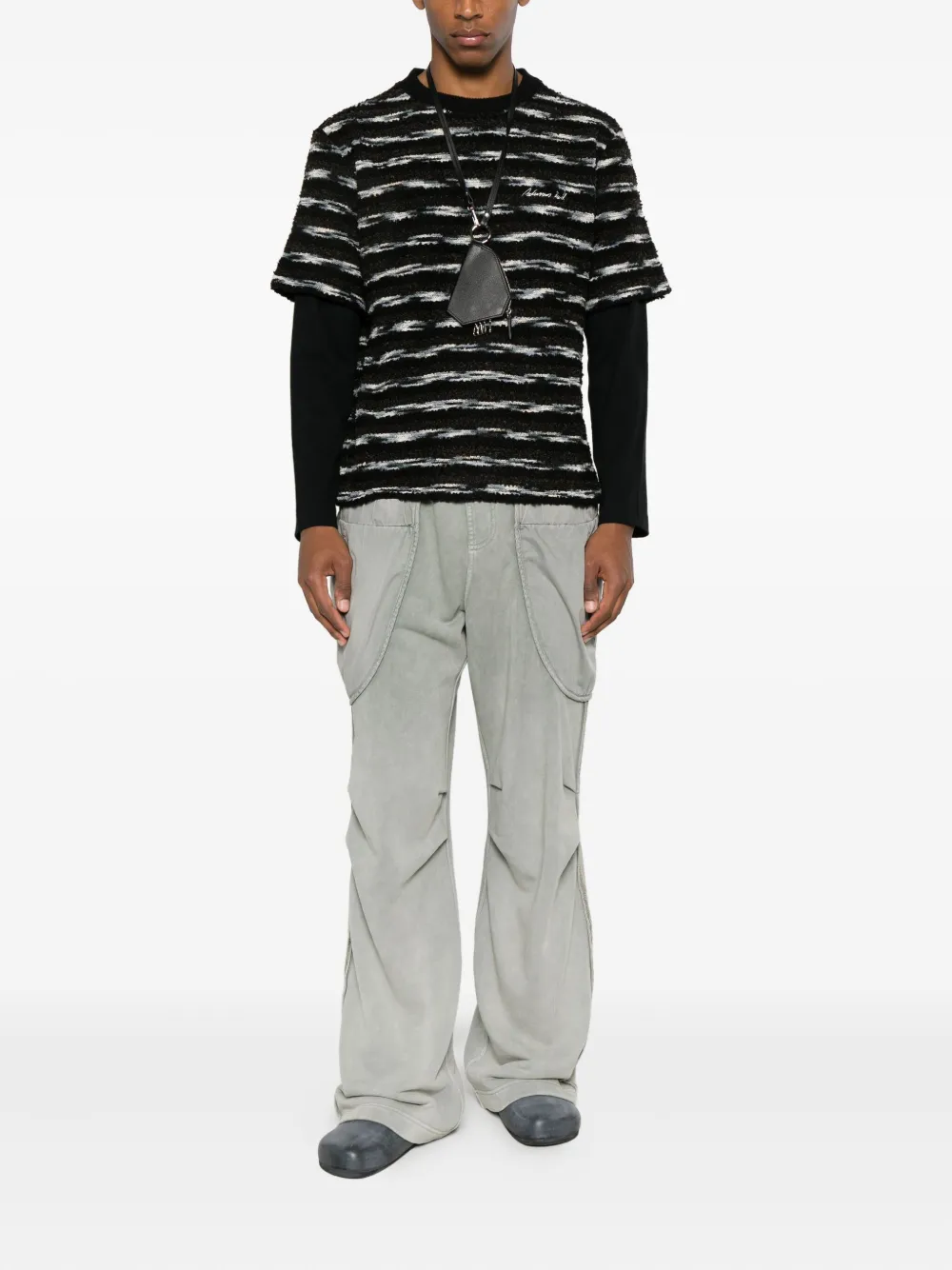 Andersson Bell Stripe Layered Sweater In Black