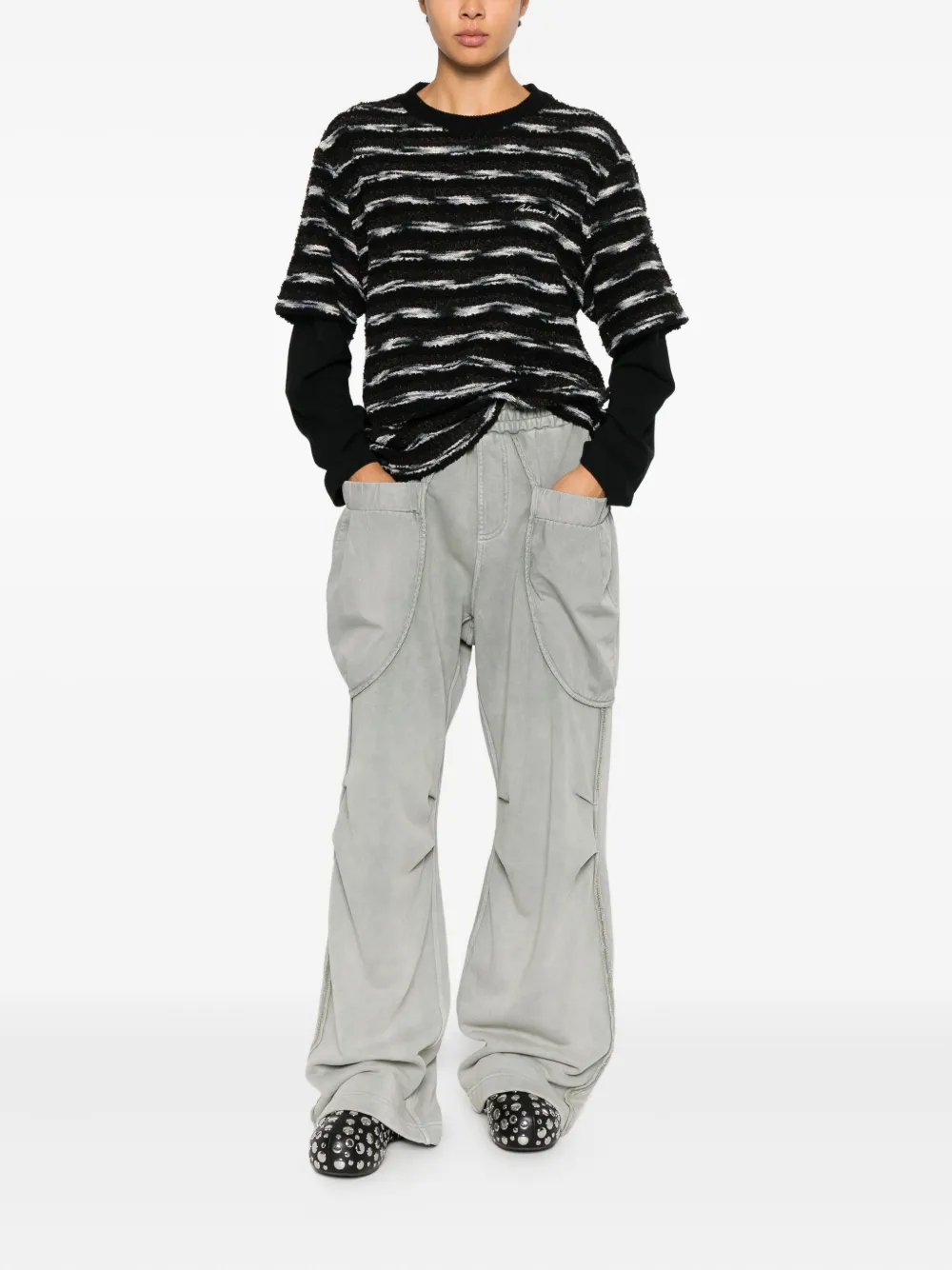 Andersson Bell Stripe Layered Sweater In Black