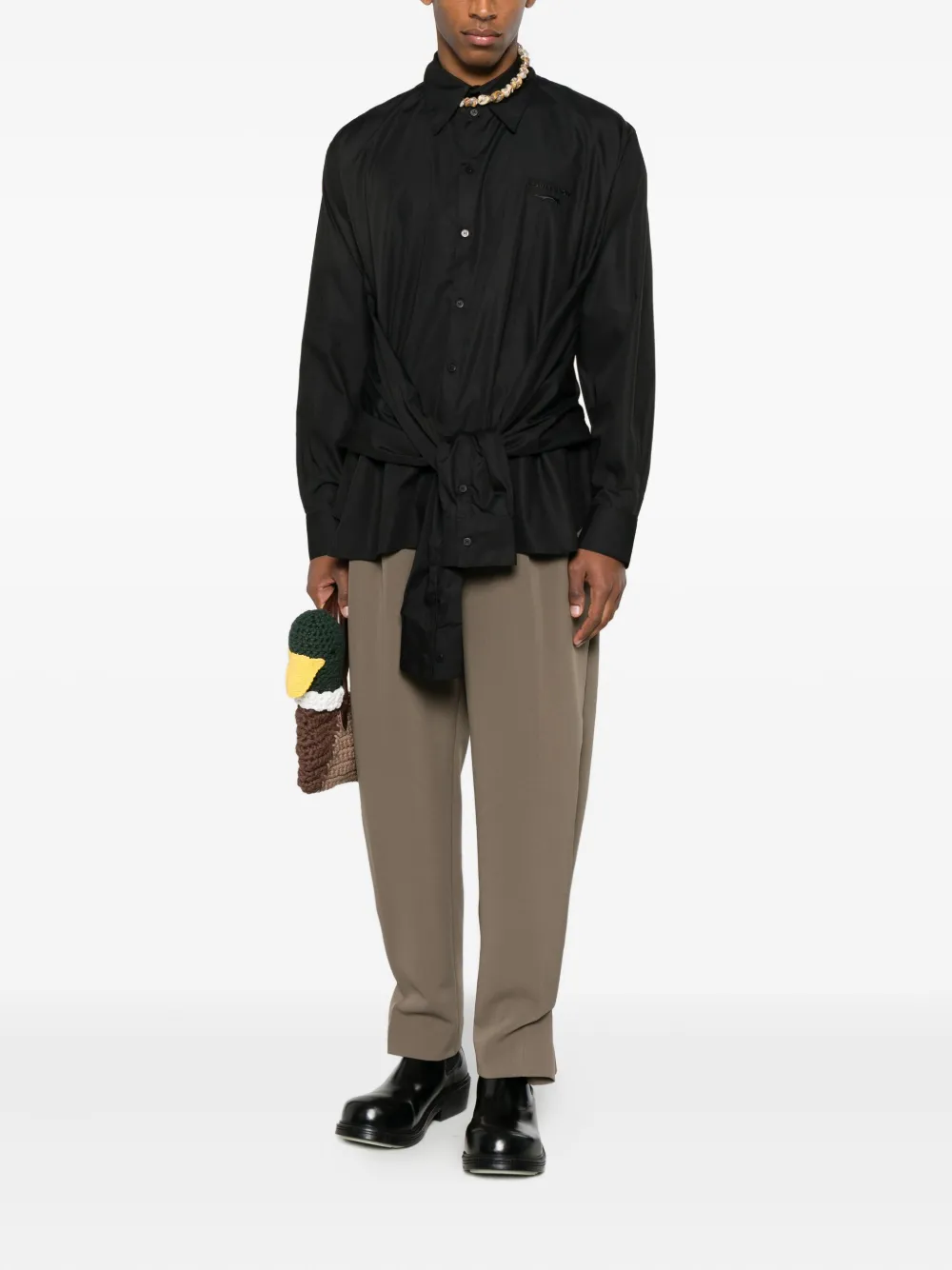 Charles Jeffrey Loverboy Tie Front Hug Shirt In Black