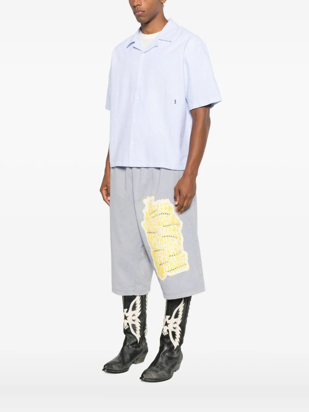 Ksubi Caring Diner Striped Short-sleeve Shirt In Blue