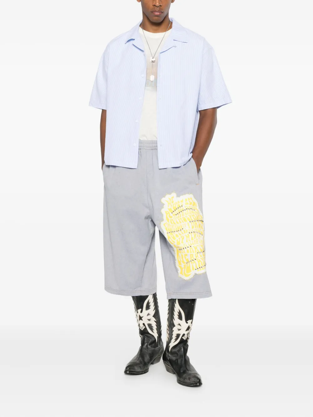 Ksubi Caring Diner Striped Short-sleeve Shirt In Blue