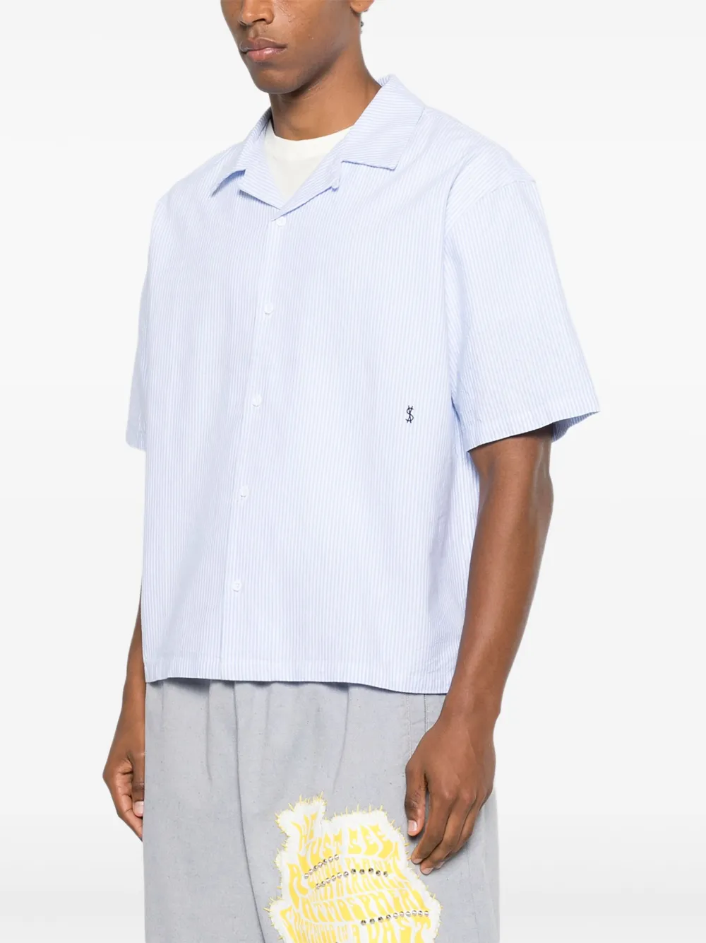 Ksubi Caring Diner gestreept overhemd met korte mouwen Blauw