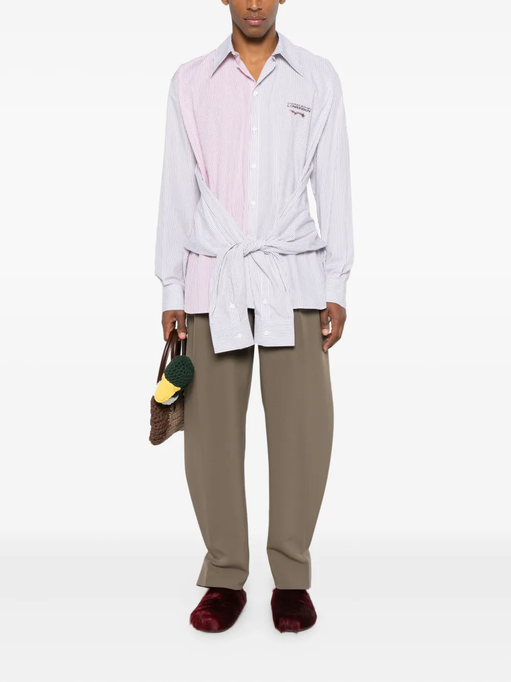 Charles Jeffrey Loverboy Striped Knot Hug Shirt In White