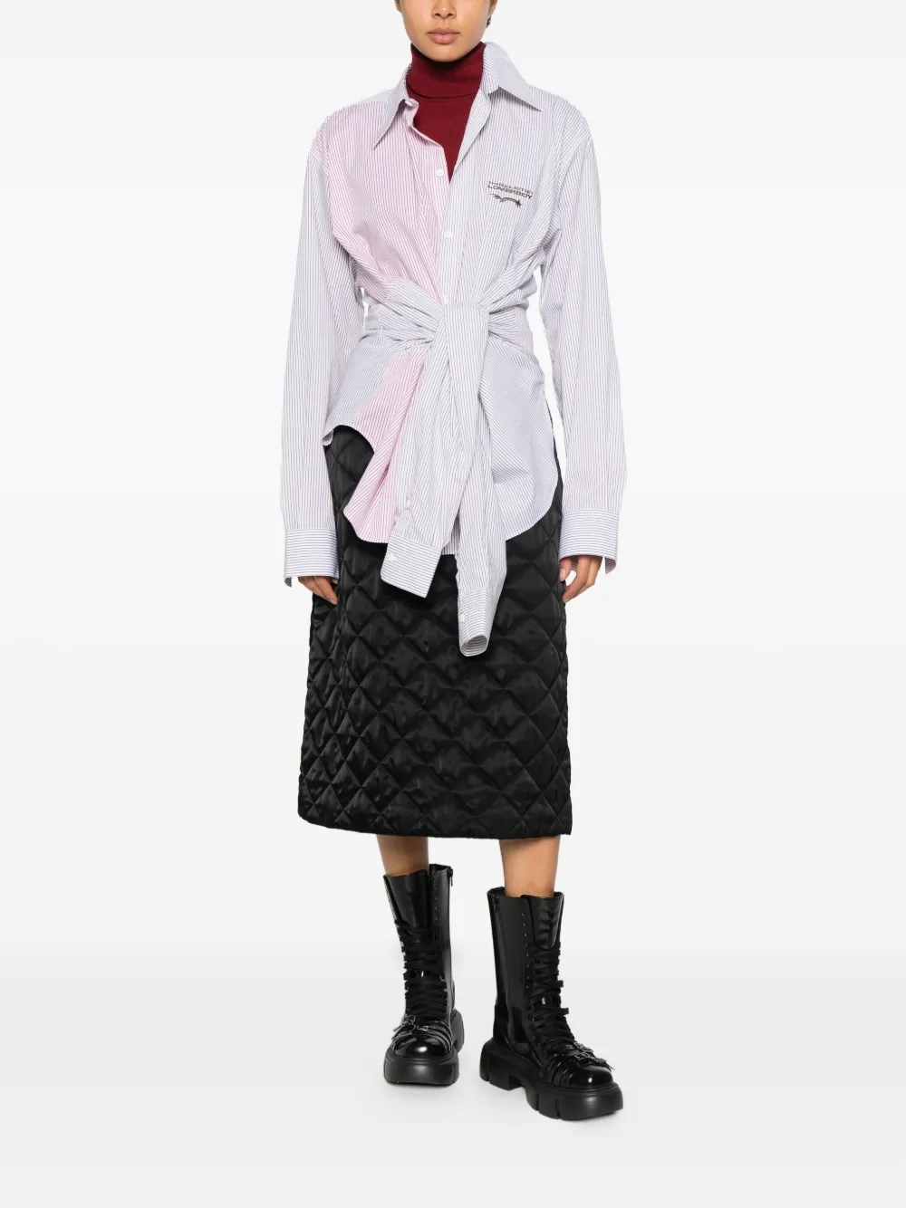 Charles Jeffrey Loverboy Striped Knot Hug Shirt In White