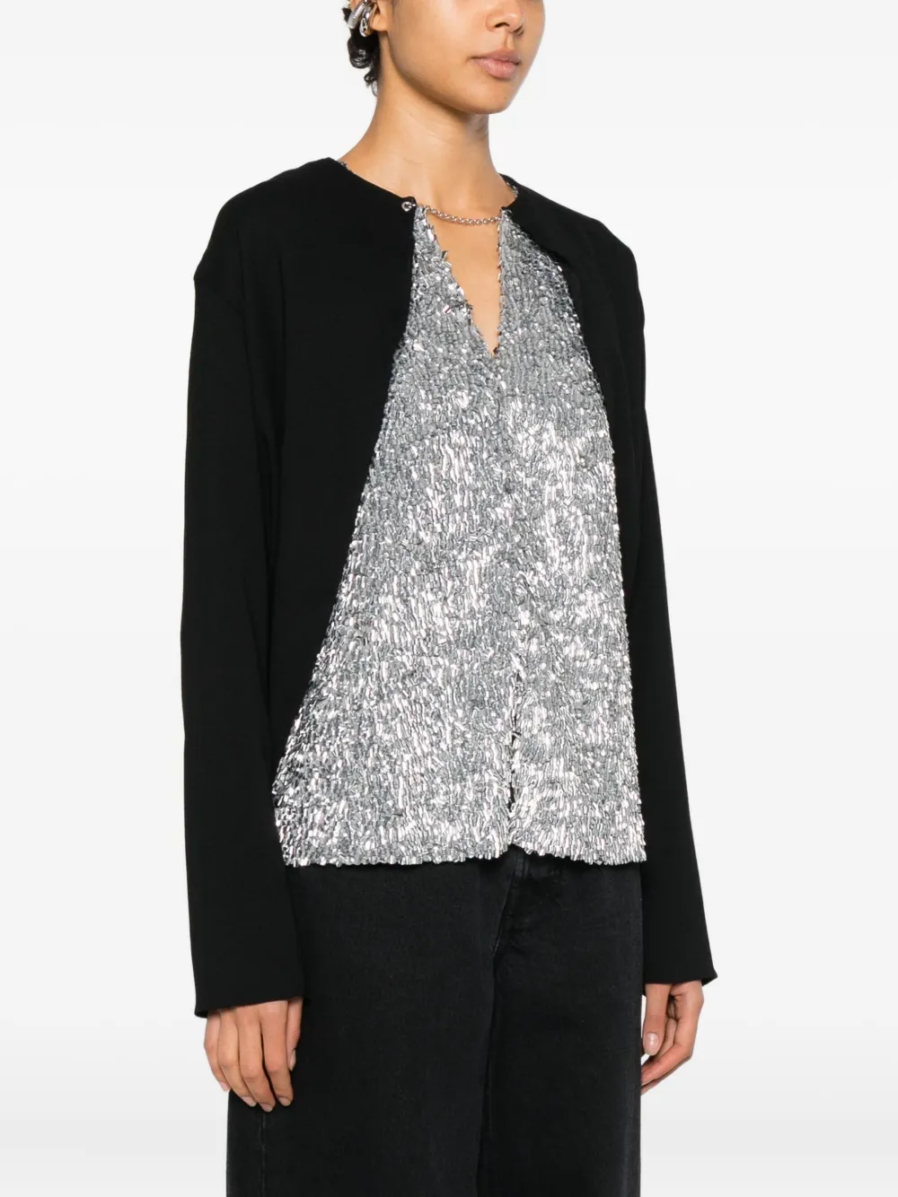 Rabanne Sequin Embellished Top In Black