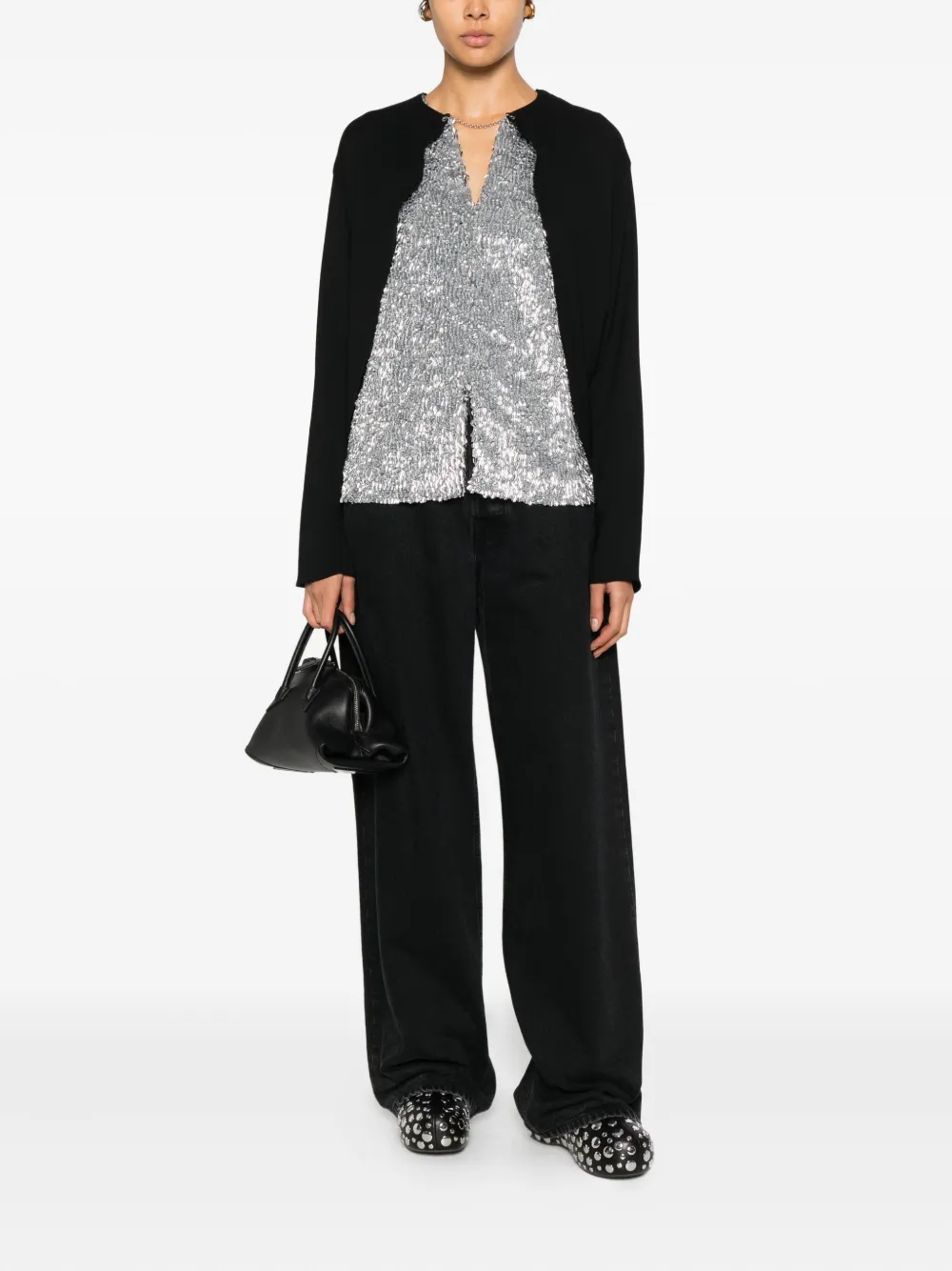 Rabanne Top verfraaid met pailletten - Zwart