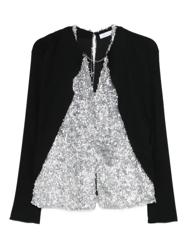 Rabanne Sequin Embellished Top in Black