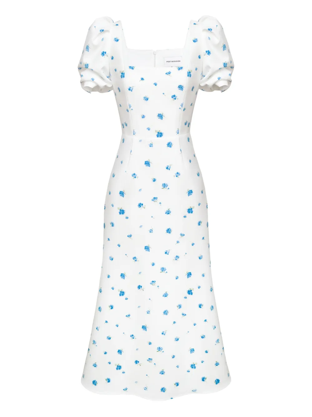 Post Meridiem Square Neck Floral Dress In White