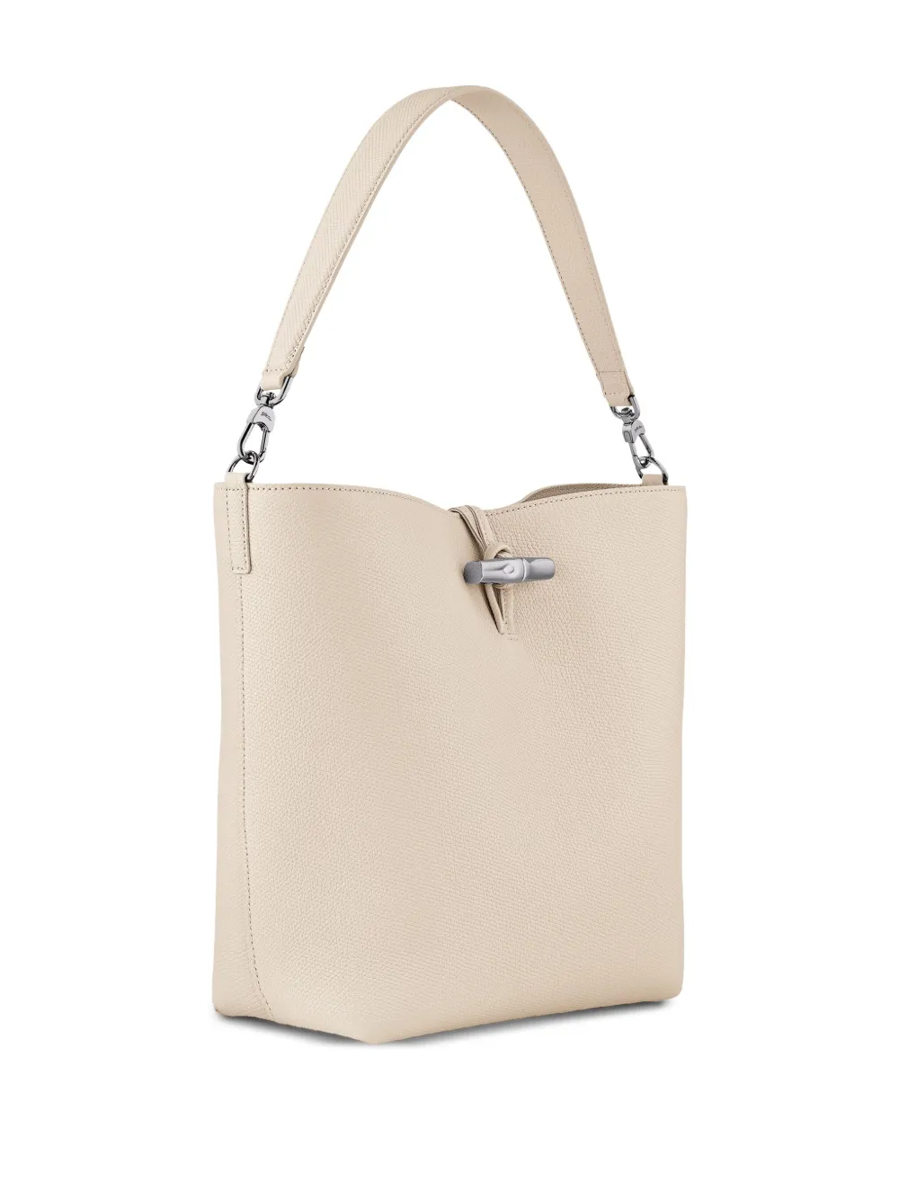 Longchamp Medium Le Roseau Grained-leather Shoulder Bag In Neutral