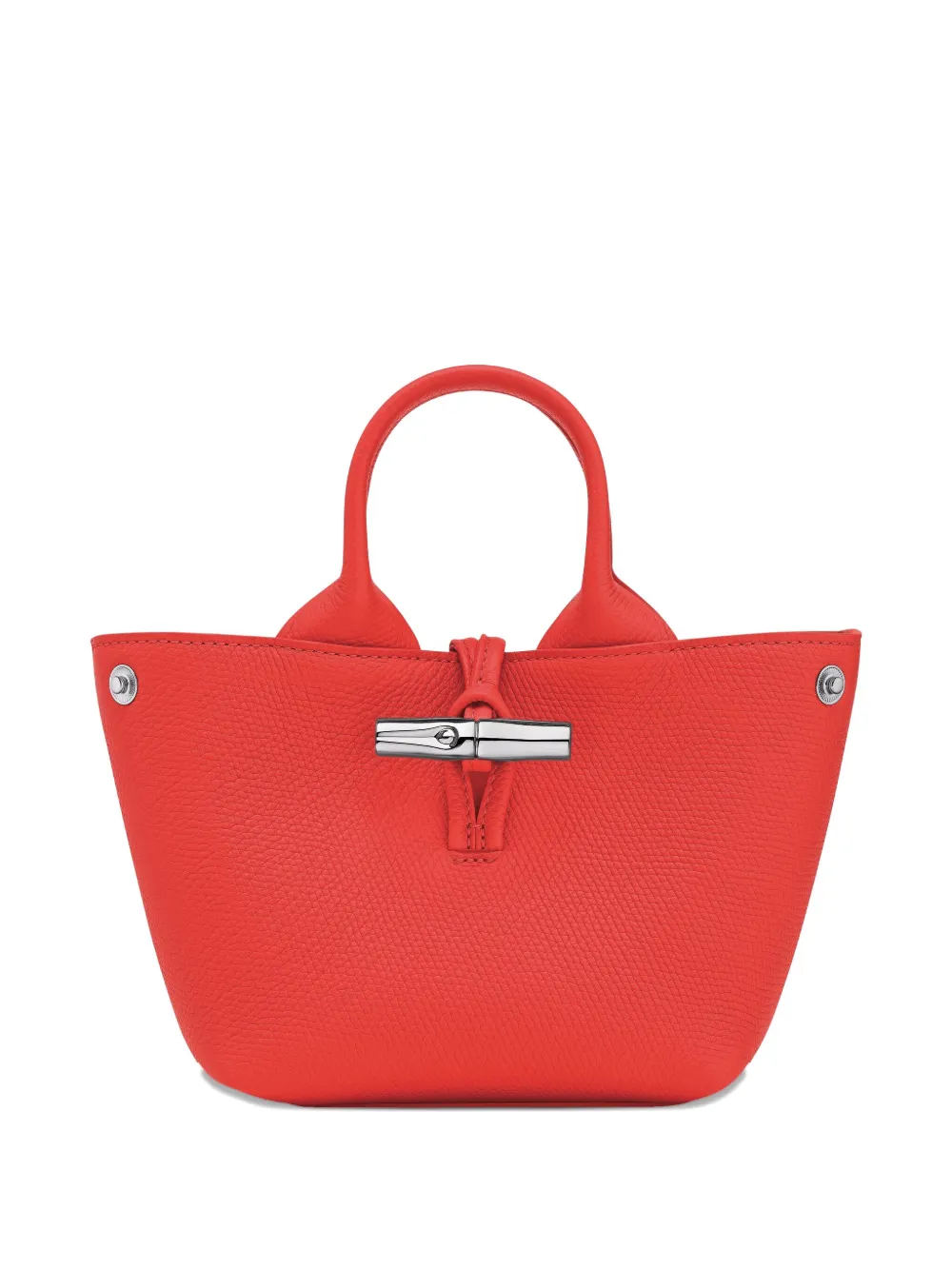 Longchamp Mini Le Roseau Grained-leather Tote Bag In Red