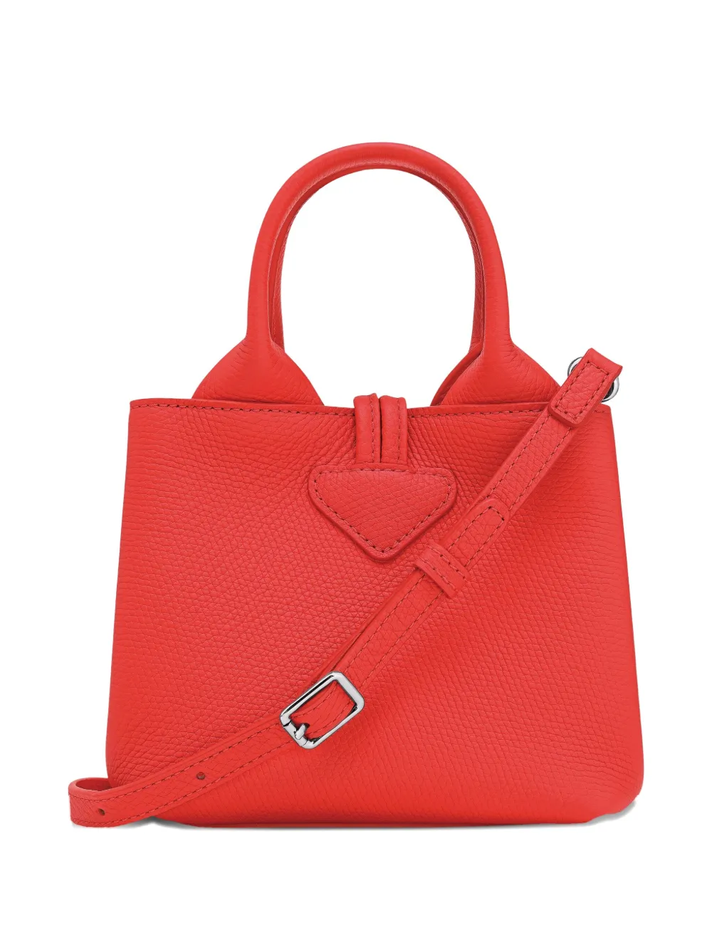 Longchamp Mini Le Roseau Grained-leather Tote Bag In Red