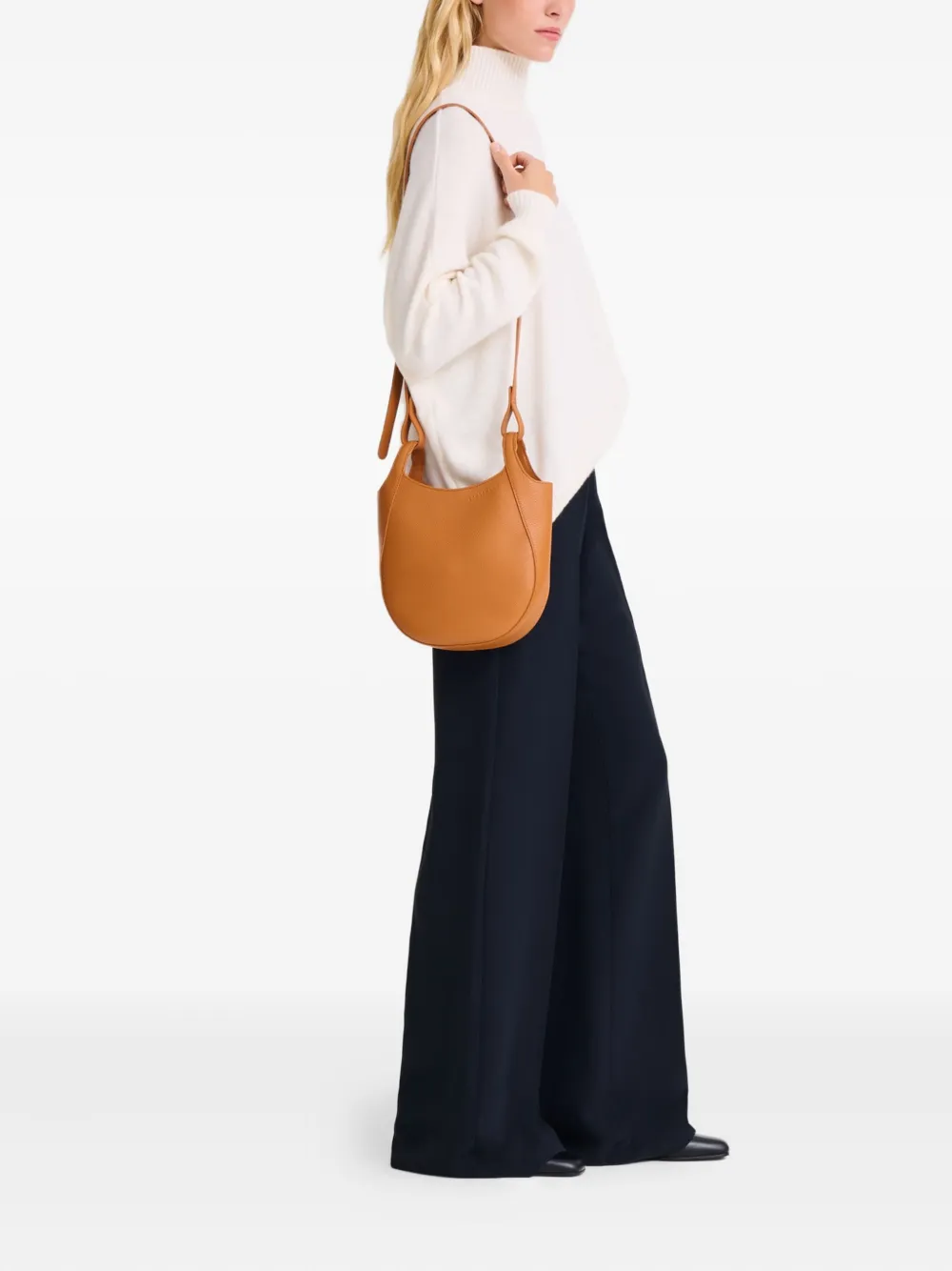 Longchamp Le Foulonné 粒面皮质小号斜挎包 In Brown