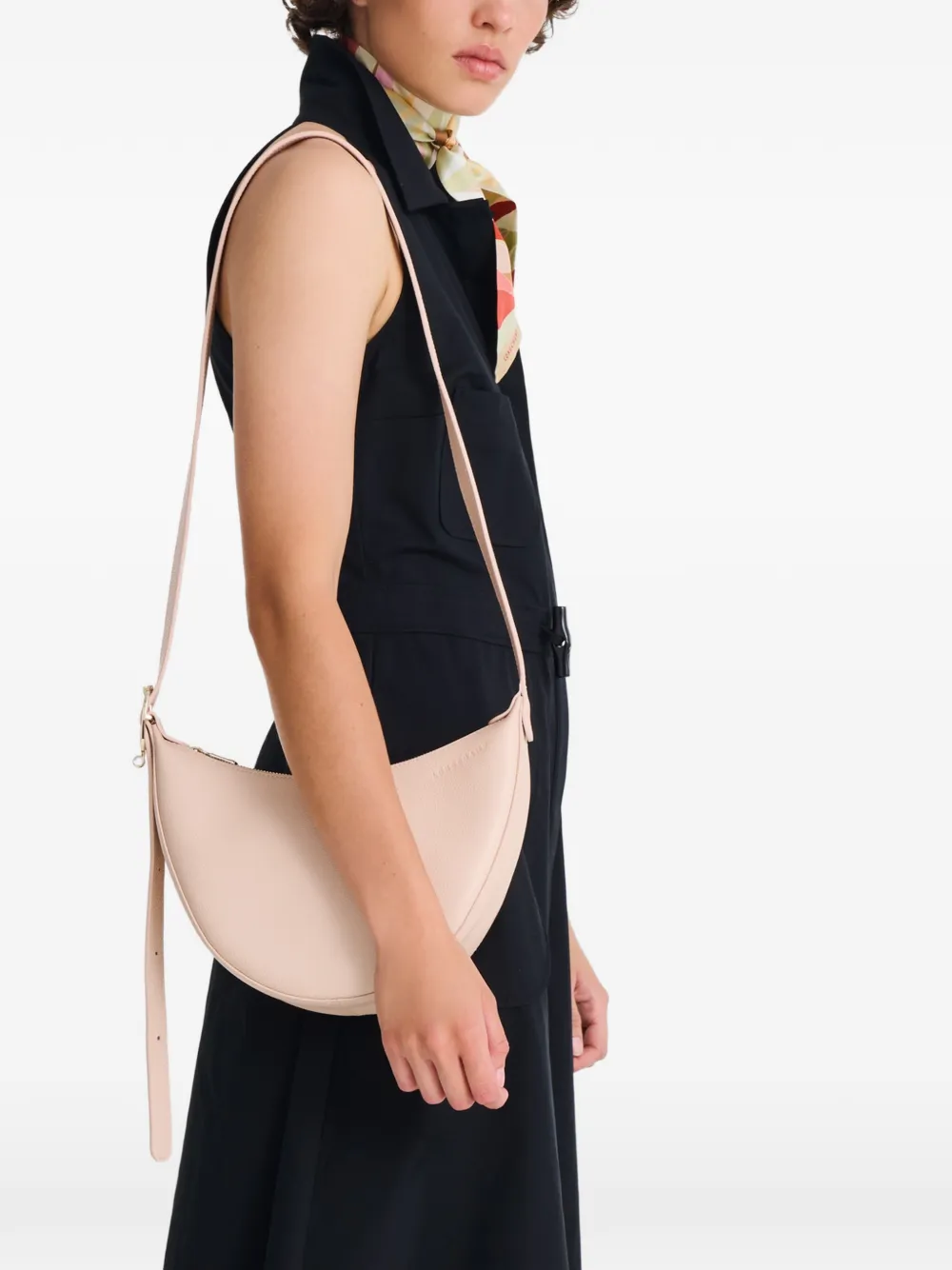 Longchamp Borsa a tracolla Le Foulonné piccola in pelle pieno fiore - Rosa