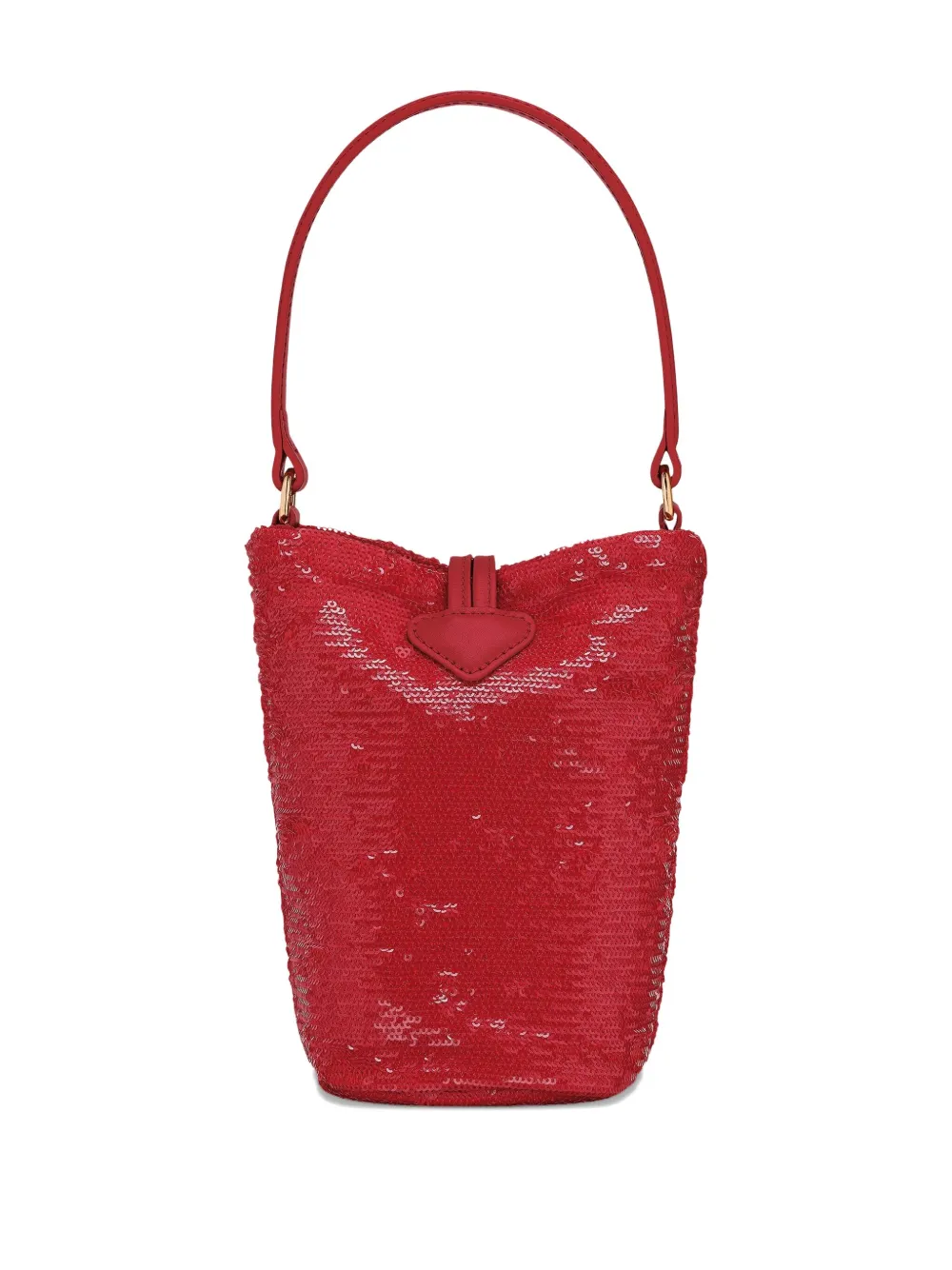 Longchamp Mini Le Roseau Sequin-embellished Bucket Bag In Red