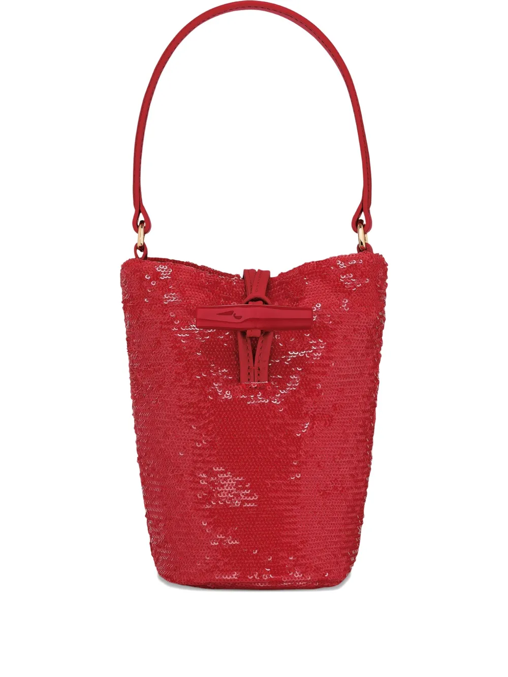 Longchamp mini Le Roseau sequin-embellished bucket bag | Red | Image 1