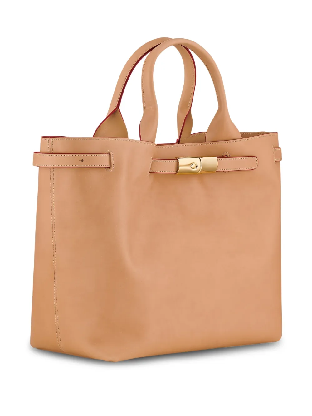 Longchamp Le Roseau L leren shopper Bruin