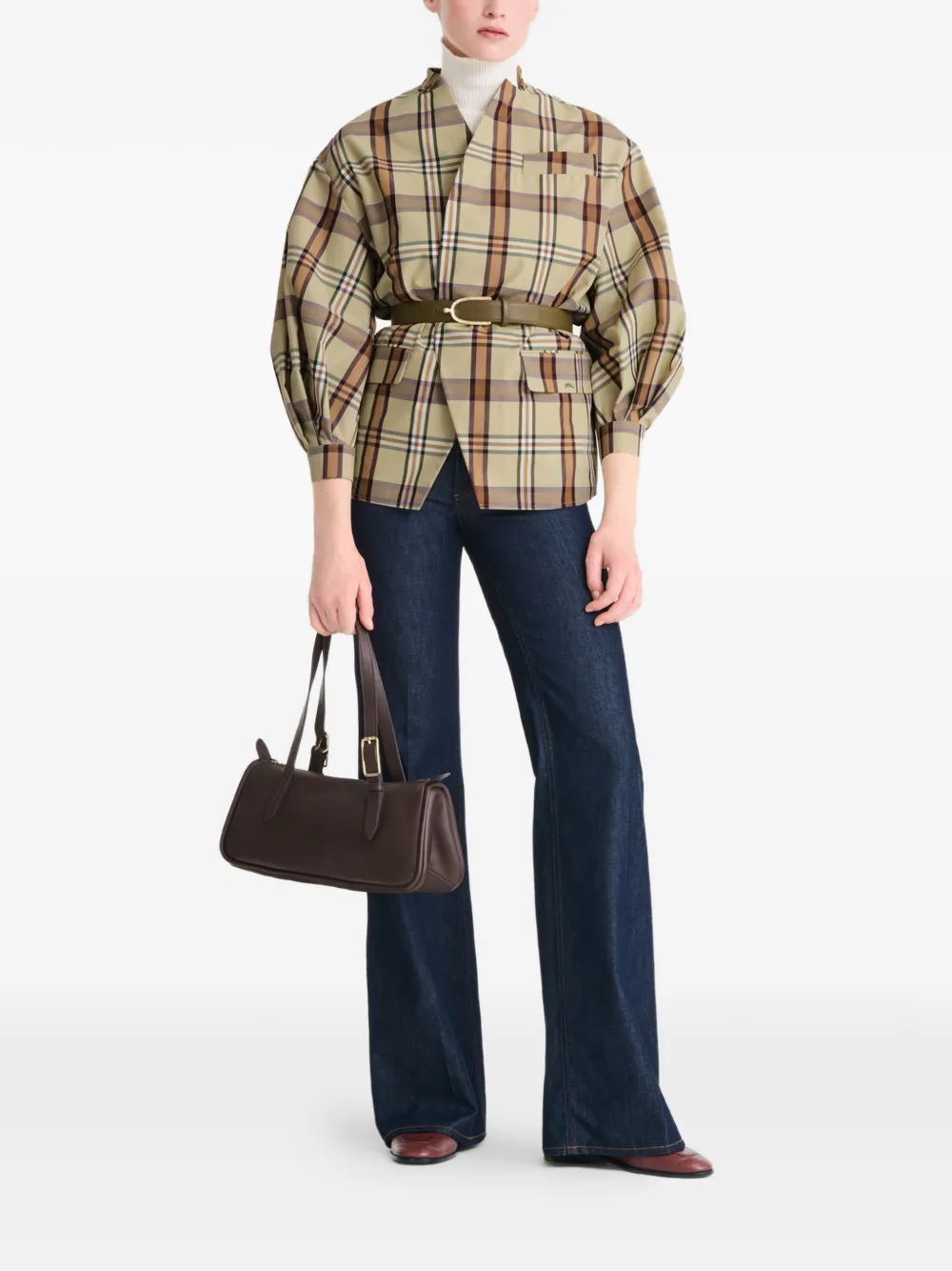  Longchamp L Looong Buckle-strap Shoulder Bag - Brown 