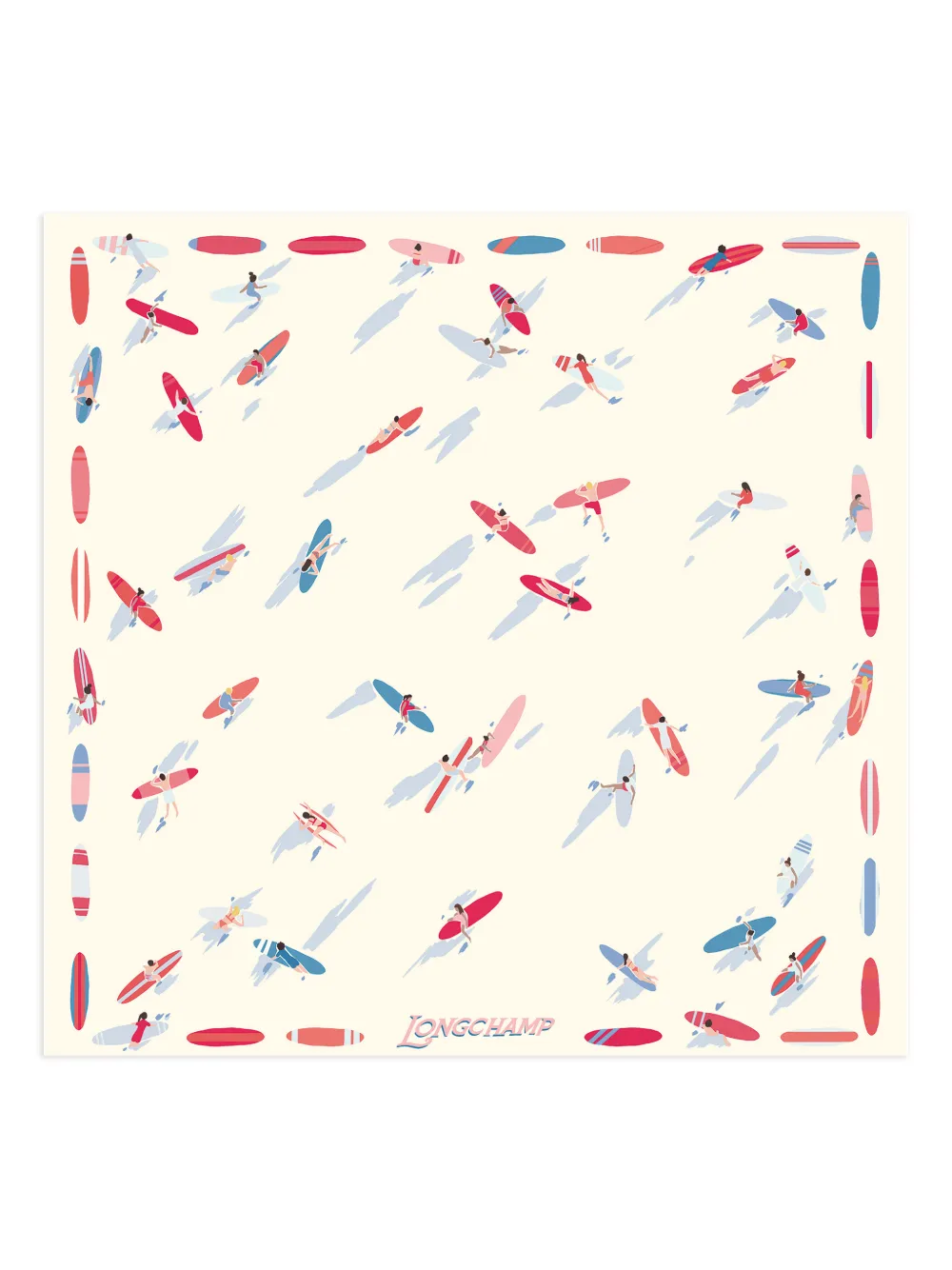 Longchamp - En Attendant la Vague zijden sjaal - dames - zijde - Eén