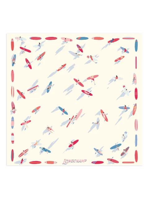 Longchamp En Attendant la Vague silk scarf